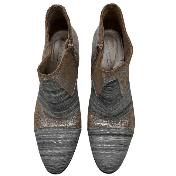 Unity in Diversity Muti Tan Gray Side Zip Ankle Block Heel Bootie SZ EU 40 US 9 - Picture 5 of 10